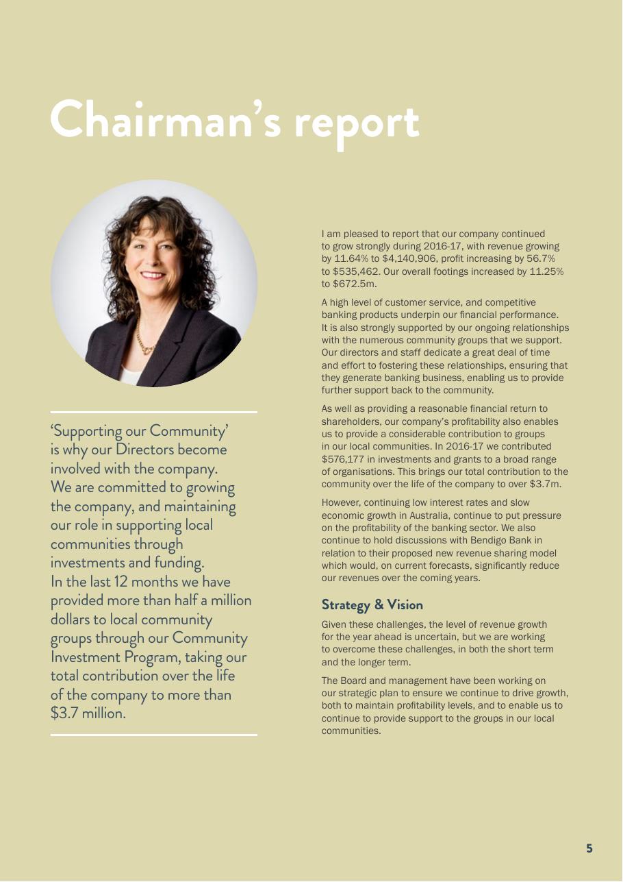 Supporting Our Community, Annual Report 2017, page 5